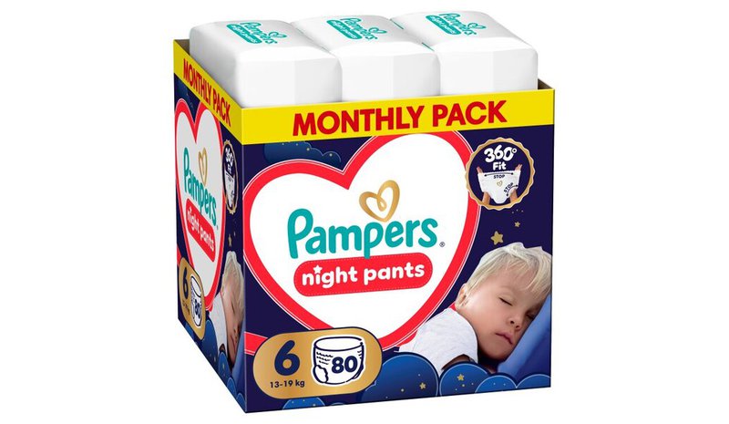 Pampers Night Pants -vaipat, koko 6, 80 kpl