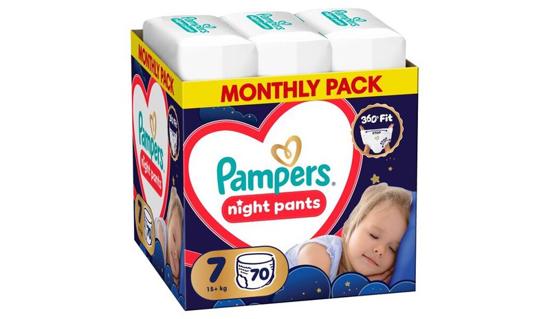 Pampers Night Pants -vaipat, koko 7, 70 kpl