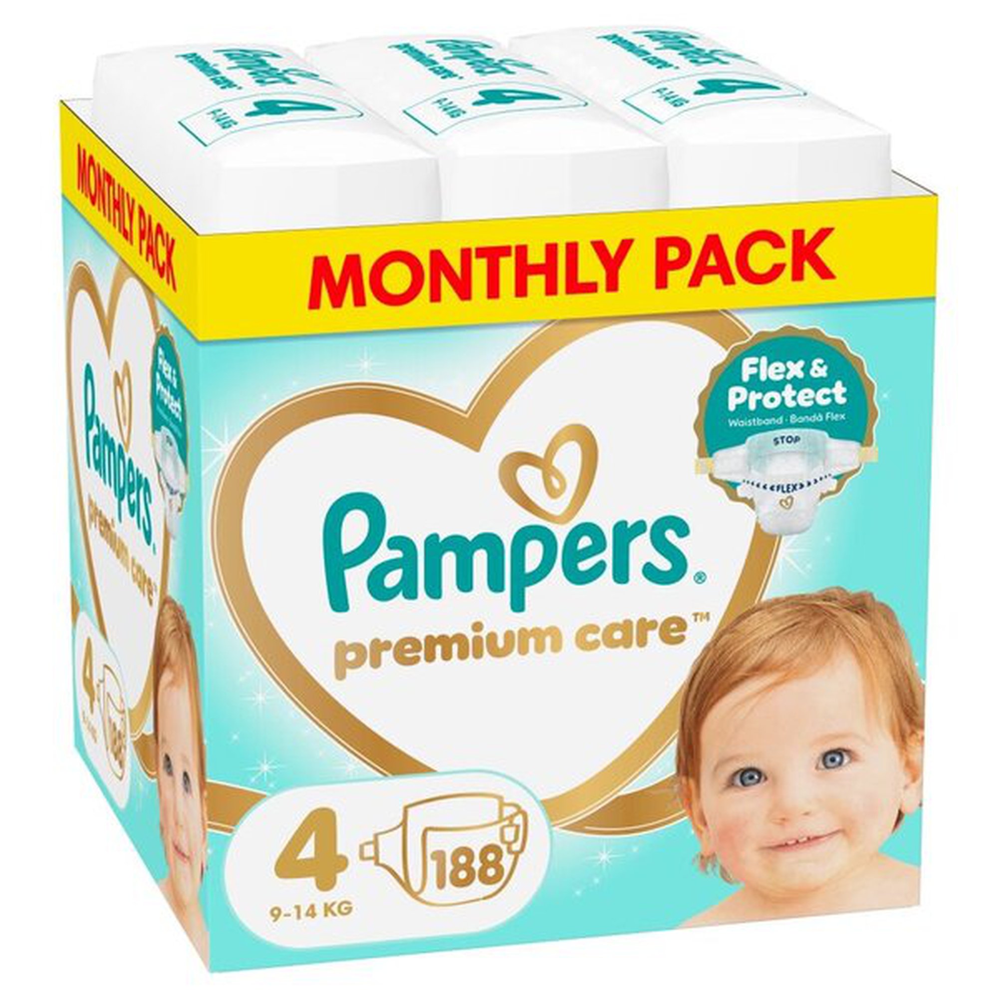 Pampers Premium Care Tape -vaipat, koko 4, 188 kpl