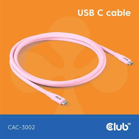 CLUB3D USB C cable pink – kuva 2/4