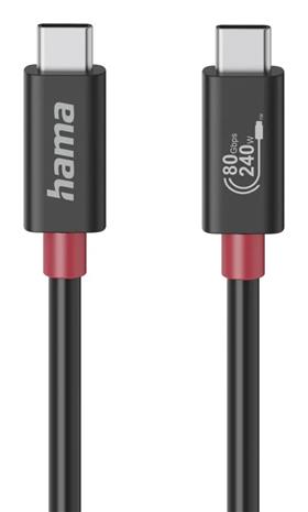 Hama USB-C Cable, E-Marker, USB4 Gen4, 80 Gbit/s, 5 A, 240 W, 1.00 m