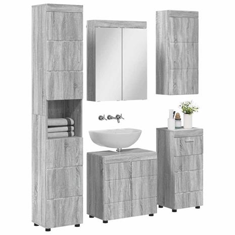 vidaXL Kylpyhuonekalustesetti TULUM 5 pcs Harmaa Sonoma