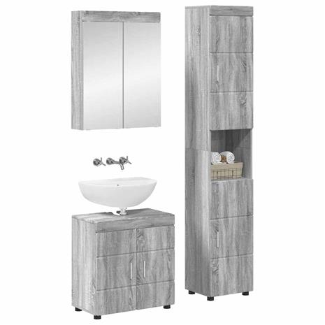 vidaXL Kylpyhuonekalustesetti TULUM 3 pcs Harmaa Sonoma