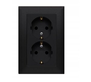 Simon 10 Double Schuko Socket, Matt Black, Ip20