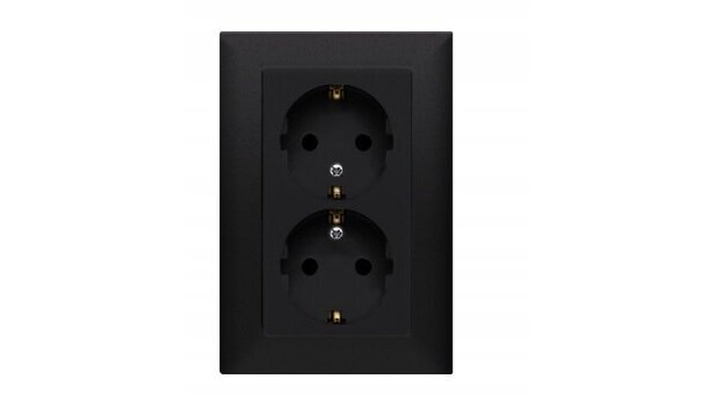 Simon 10 Double Schuko Socket, Matt Black, Ip20
