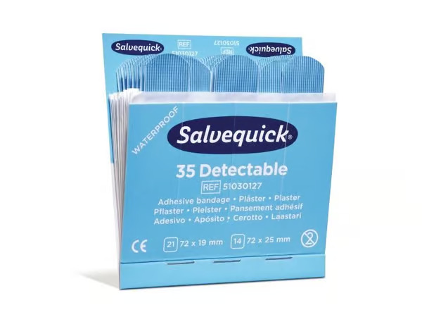 Salvequick sininen muovilaastari täydennys 6735 Detectable