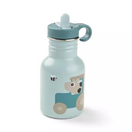 Done by Deer - Metal bottle Tiny farm - Blue - 350 ml