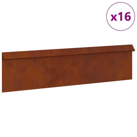 vidaXL Etanaaita 16 pcs Ruosteinen 100 x 3,5 x 25 cm Kulunut Teräs
