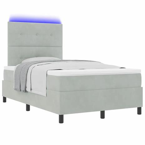 vidaXL LED Box Spring -sänky Vaaleanharmaa 4FT Small Double Sametti