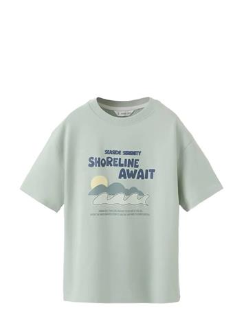 Mango Printed Cotton-Blend T-Shirt - Green - 13-14