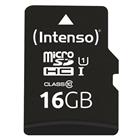 Intenso 16 Gt MicroSD UHS-I U1 Class 10 -muistikortti + SD-adapteri, musta