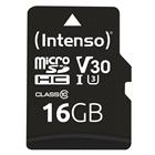Intenso 16 Gt MicroSDHC Class 10 UHS-I V30 -muistikortti + SD-adapteri, musta