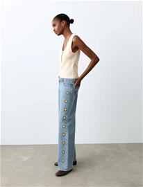 Mango Embroidered Straight-Leg Jeans - Blue - 42