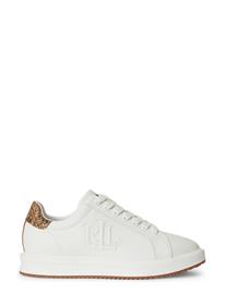 Lauren Ralph Lauren Ainsley Python-Embossed-Trim Sneaker - White - 42