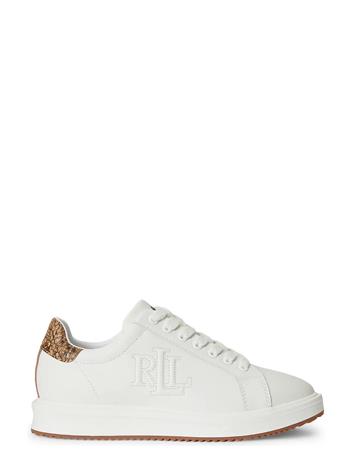 Lauren Ralph Lauren Ainsley Python-Embossed-Trim Sneaker - White - 42