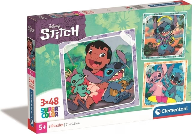 Palapelit 3X48 palaa Disney Stitch, Clementoni