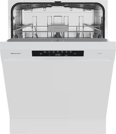 Hisense Built-in 14-place dishwasher with C energy class, quiet 44 dB operation, and Auto Dry door opening. Efficient cleaning, flexible baskets, and everyday convenience in a calm and practical design.