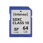 Intenso 3411490, 64 GB, SDXC, Luokka 10, 25 MB/s, Iskunkestävä, Lämmönkestävä, Röntgensäteenkestävä, Musta