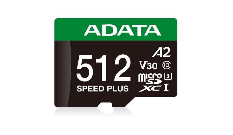 A-DATA – ADATA Speed Plus, 512 GB, MicroSDXC, Luokka 10, 180 MB/s, 160 MB/s, Class 3