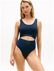 Tommy Hilfiger Cut Out One Piece - Navy - L