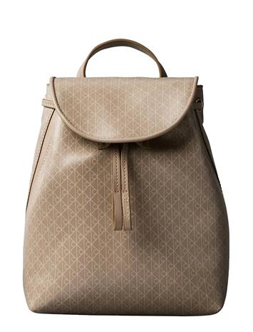 Calvin Klein Emblem Aop Mini Backpack - Beige - ONE SIZE