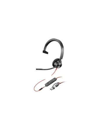 HP Poly Blackwire 3315 Monaural USB-C Headset +3.5mm Plug +USB-C/A Adapter