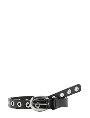 Mango Thin Eyelets Belt - Black - L