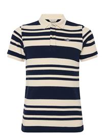 Gant Kids Shield Stripe Texture Ss Polo Shirt - Navy - 176