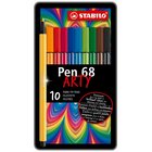 STABILO Pen 68 Arty metal tin of 10 colors