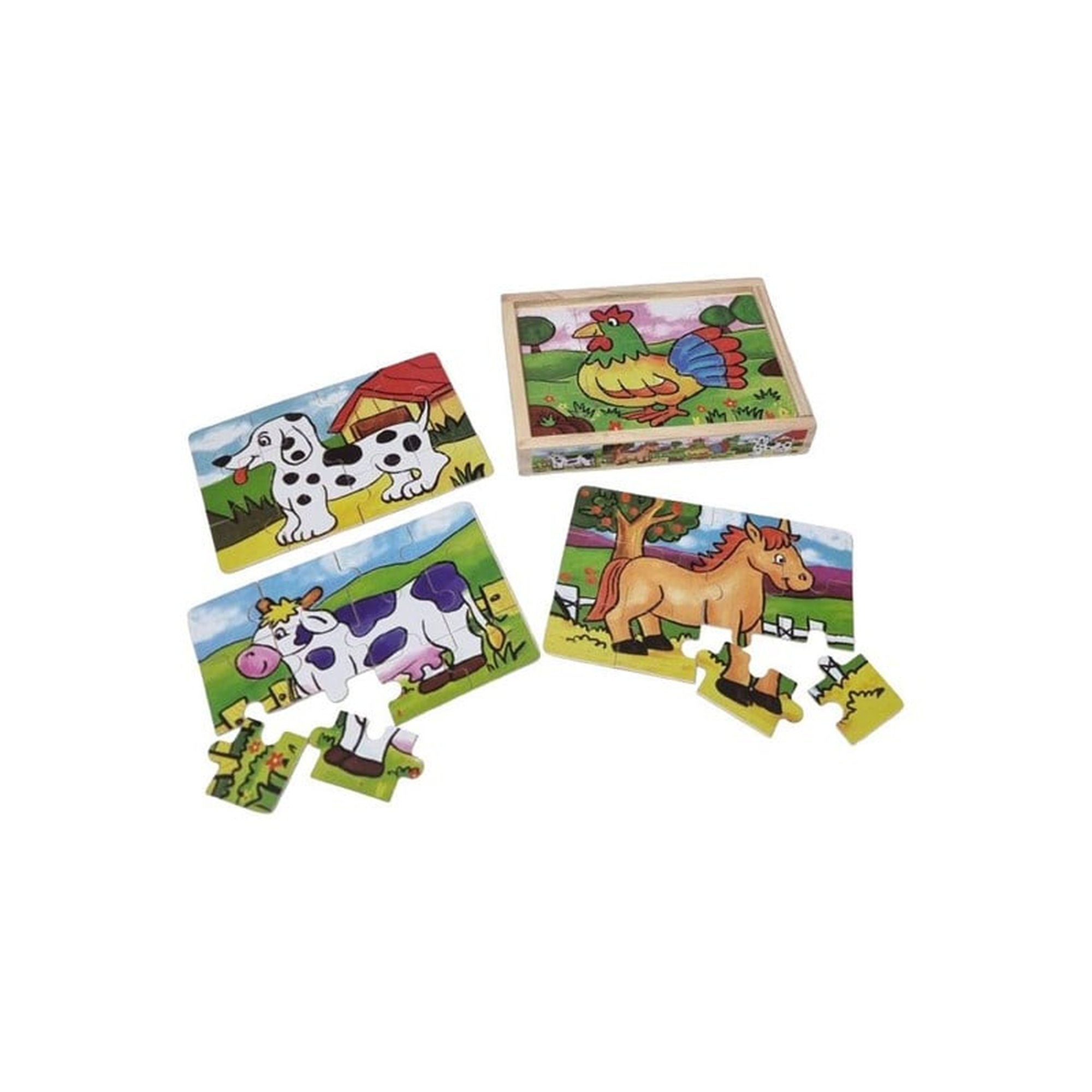 Playwood Four Wooden Jigsaw Puzzles in a Box - 12 Pieces Puu