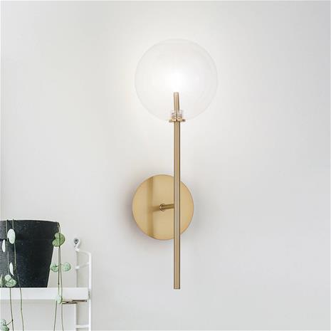 IDEAL LUX -seinälamppu Equinoxe, messinki/keltainen, korkeus 45 cm