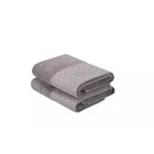 Käsipyyhesetti 2 kpl - 100% Puuvillaa, 510 gr/m², 50x90 cm, Harmaa/Valkoinen, Konepesu 30C, Ei Valkaisuaineita
