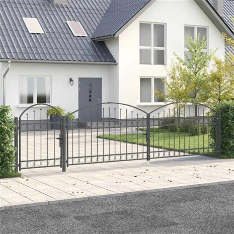 vidaXL Puutarha-aitaportti kaarevalla yläsirkkelillä Harmaa – kuva 3/5