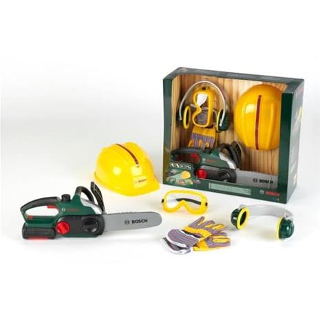 Theo Klein Bosch chain saw ii + helmet + work gloves