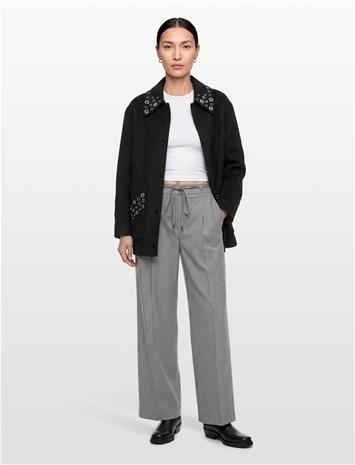Sandro Wool Coat Embellished With Eyelets - Black - 40 – kuva 3/5