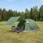 vidaXL Mökki teltta katolla Vihreä 4-henkilöä Polyesteri ja teräs