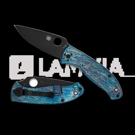 Spyderco Tenacious Blue Titanium Disarray D2 kääntöveitsi, musta