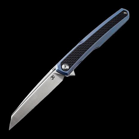 Kansept Knives Arcus Framelock Blue Anodized Ti/Twill CF kääntöveitsi