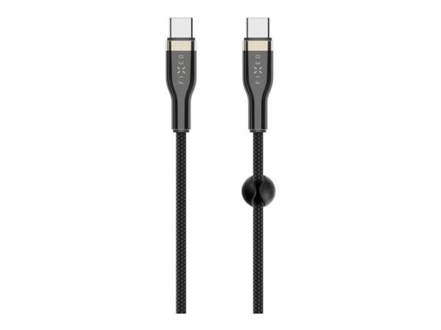 FIXED METAL 100W USB-C/C punottu kaapeli 1.2m Musta