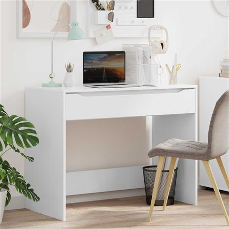 vidaXL Pöytä laatikon kanssa Valkoinen 100 x 50 x 78 cm Tekninen puu