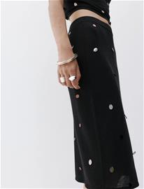 Mango Midi Sequin Knit Skirt - Black - XL