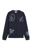 Scotch & Soda Delfts Blauw Embroidered Relaxed-Fit Sweatshirt - Navy - XXL