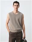 Mango Fine-Knit Gilet - Brown - XXL