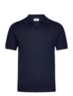 Davida Cashmere Man Fine Knit Open Collar T-Shirt - Navy - XXL