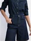 Mango High-Waist Straight-Fit Denim Shorts - Navy - 46