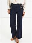 Mango Wide-Leg Jeans With Side Buttons - Navy - 44