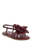 Mango Embossed Flower Sandals - Burgundy - 39