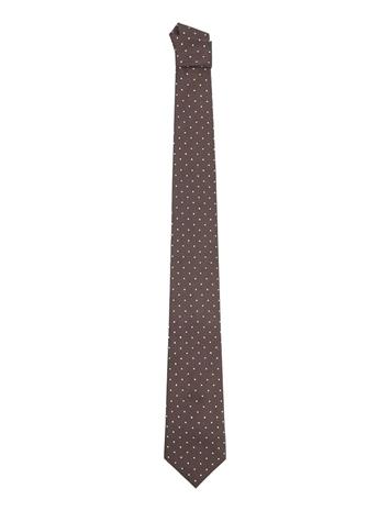 Mango Silk Cotton Polka Dot Tie - Brown - ONE SIZE