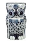 POLSPOTTEN Side Table Owl Flower Blue - Navy - L26X W24X H41.3CM