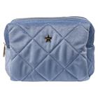 DARK Velvet Square Quilted Make-Up Pouch Small Country Blue